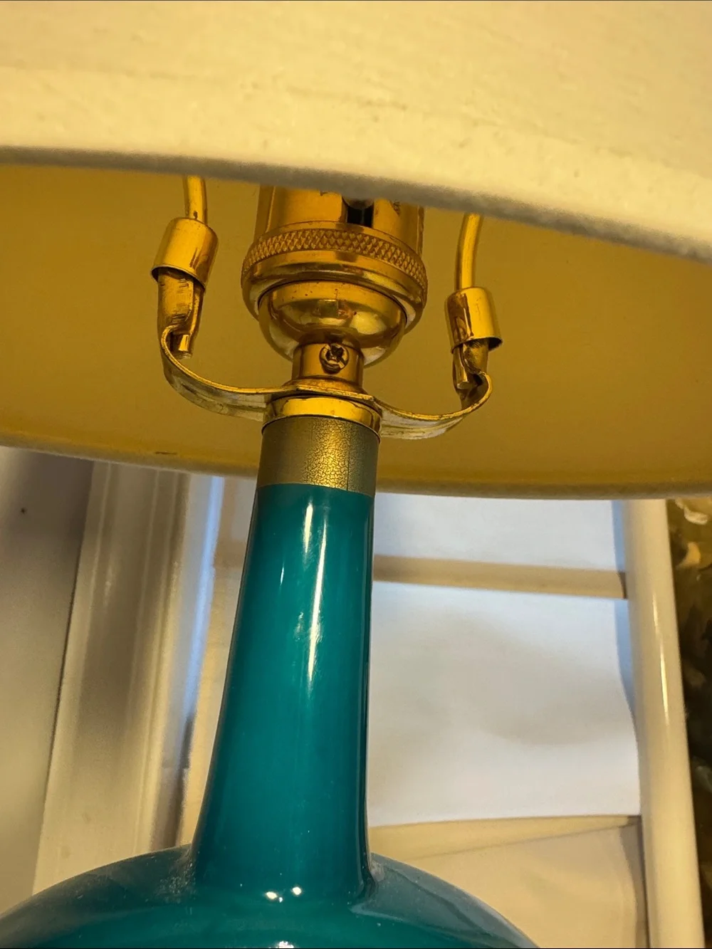 Jonathan Adler Teal Table Lamp with Gold Detail